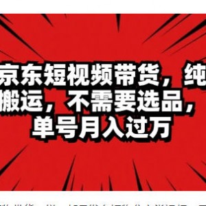 京东短视频带货 无脑搬运 无需选品 ，单号一周过万