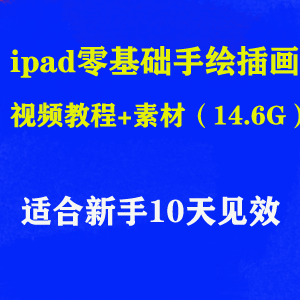 最新ipad零基础手绘插画视频教程+素材（14.6G）