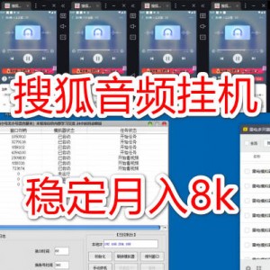 2025搜狐音频挂机独家技术，项目红利期，可矩阵可放大，稳定月入8k